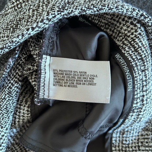 Worthington Ladies 12P Grey Black White Tweed Wide-leg Career Pants Belt Loops - Picture 10 of 14